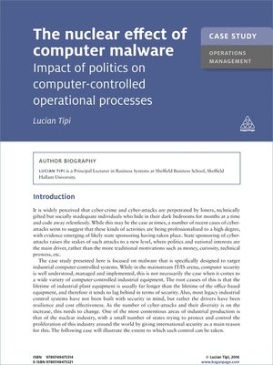cover image of The Nuclear Effect of Computer Malware